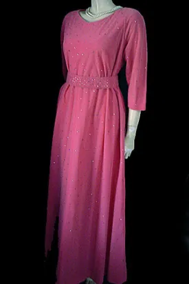 *FROM MY OWN PERSONAL VINTAGE COLLECTION - VINTAGE ‘50s “PERFECT NEGLIGEE” / DRESSING GOWN WITH METAL ZIPPER & ABLAZE WITH PRONG-SET SPARKLING PINK RHINESTONES