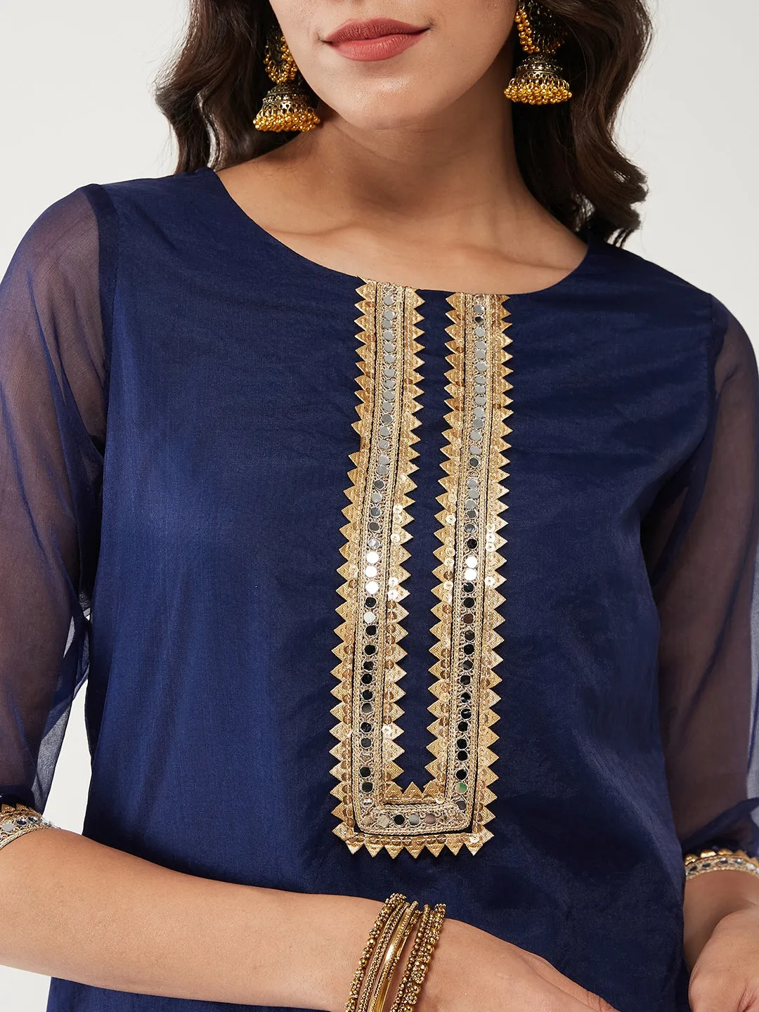 Fusion Short Kurta With Lace and Placket