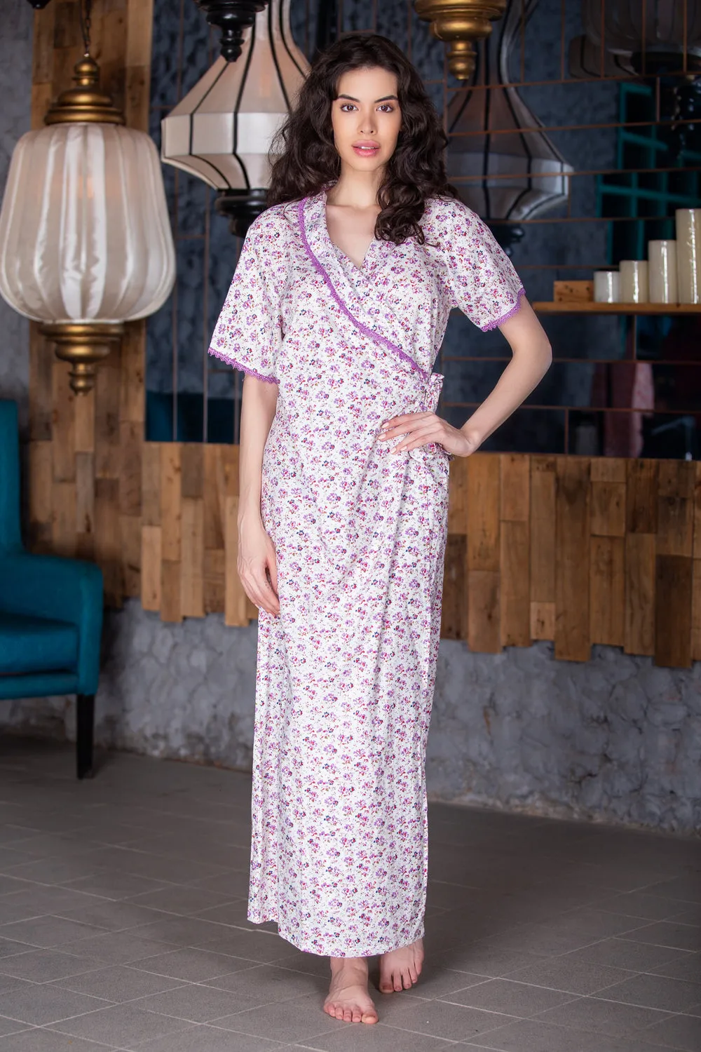 Garden of Eden natural cotton robe