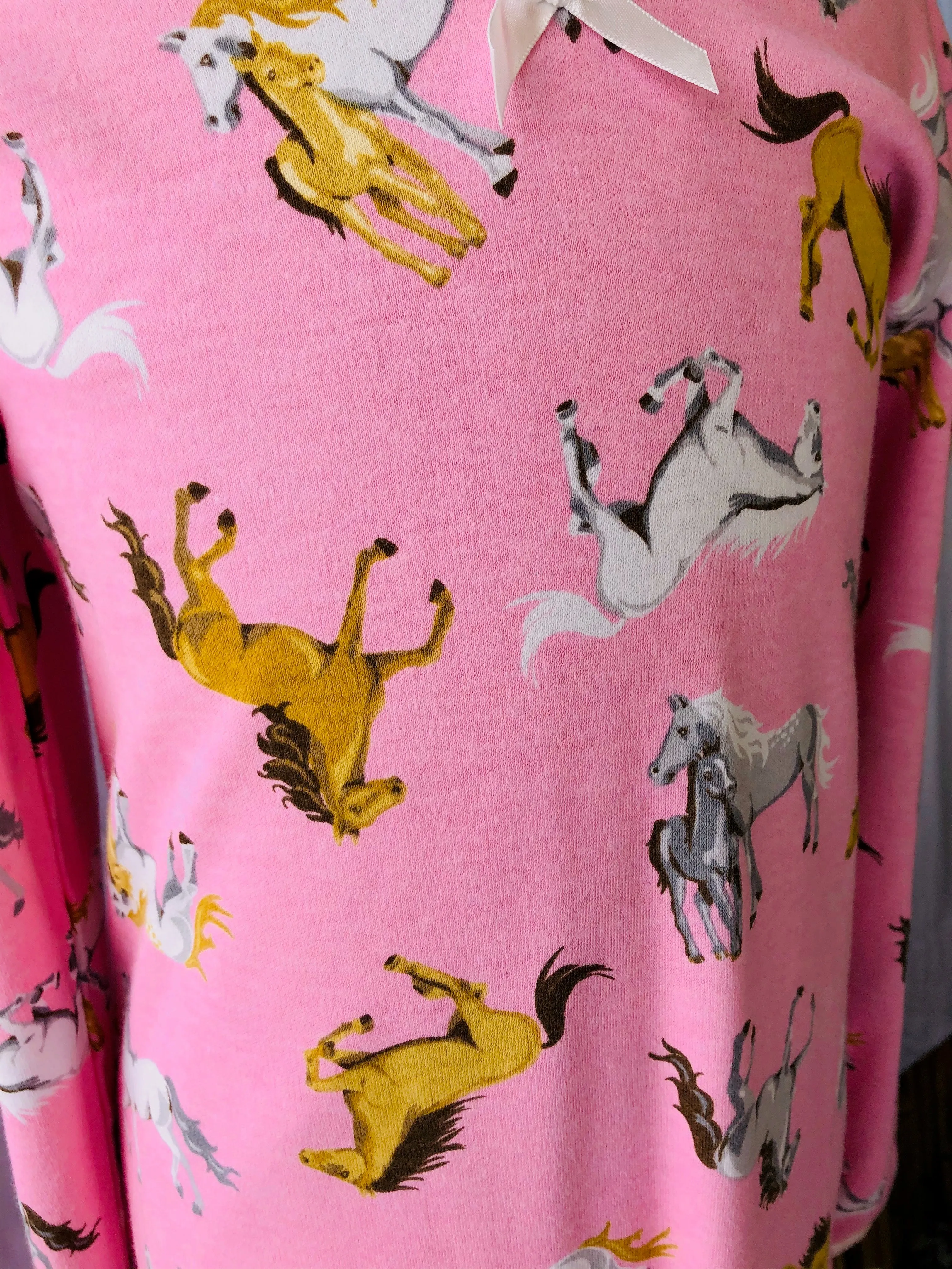 Girls Puffed Sleeved Nightgown - Horse Print