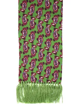 Green 100% Silk Paisley Aviator Scarf