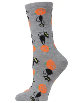 Halloween Pumpkin Cat Crew Socks