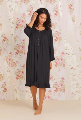 Iconic Black Tencel™ Modal Long Sleeve Nightgown Plus