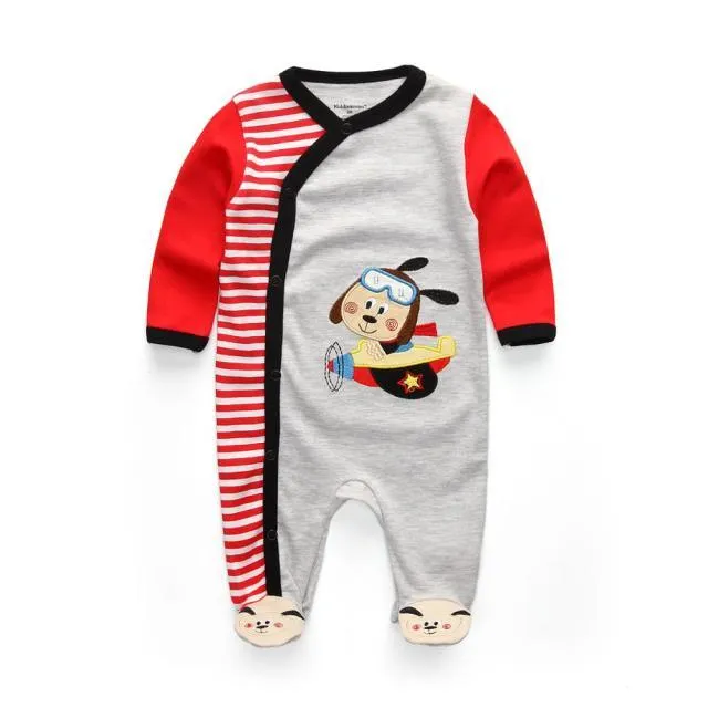 Kiddiezoom Brand Summer Baby Romper Long Sleeves Cartoon overalls Newborn Baby Girls Boys Clothes Cotton roupa infantil Pajamas