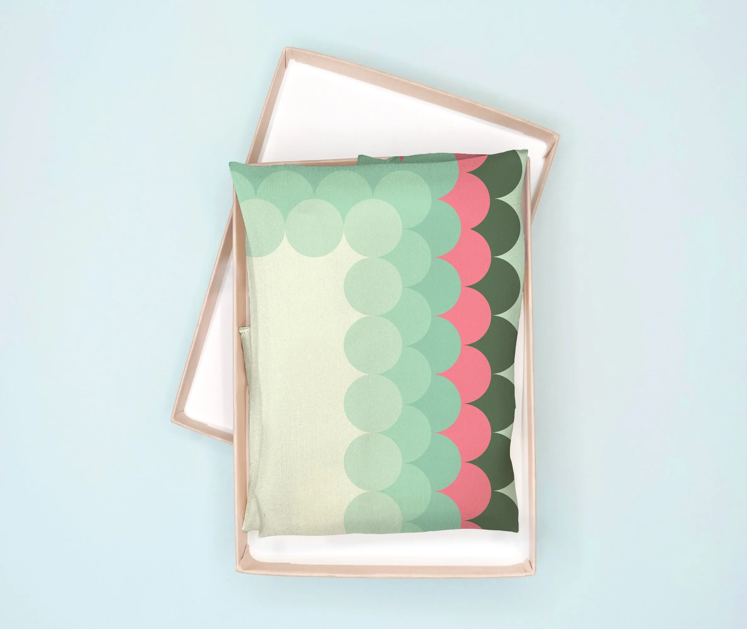 Linear Dots square silk scarf in green and pink