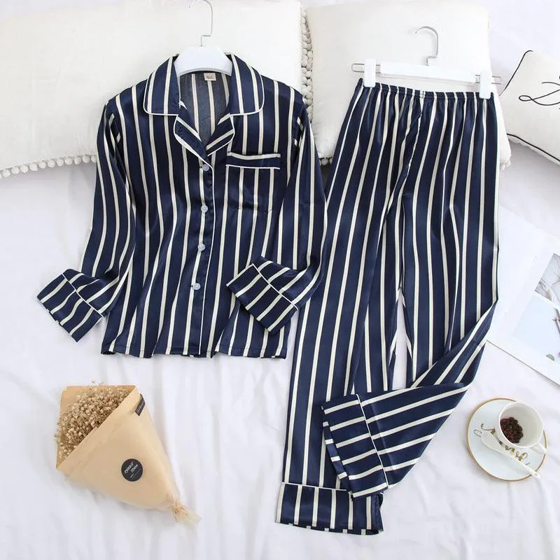 Long-sleeved Simple Natural Casual Ice Silk Home Service Suit