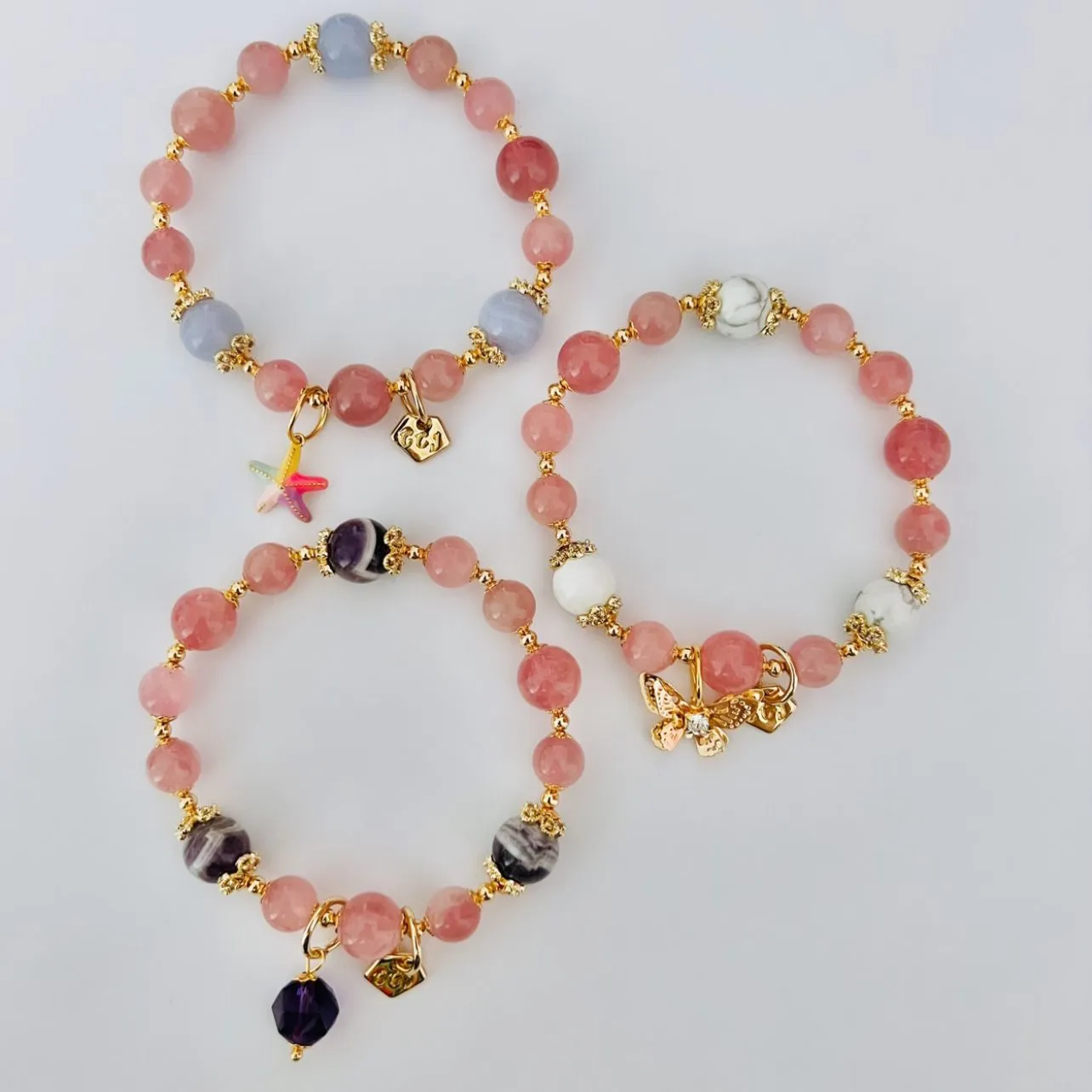 Madagascar Rose Quartz & Blue Lace Agate Bracelet