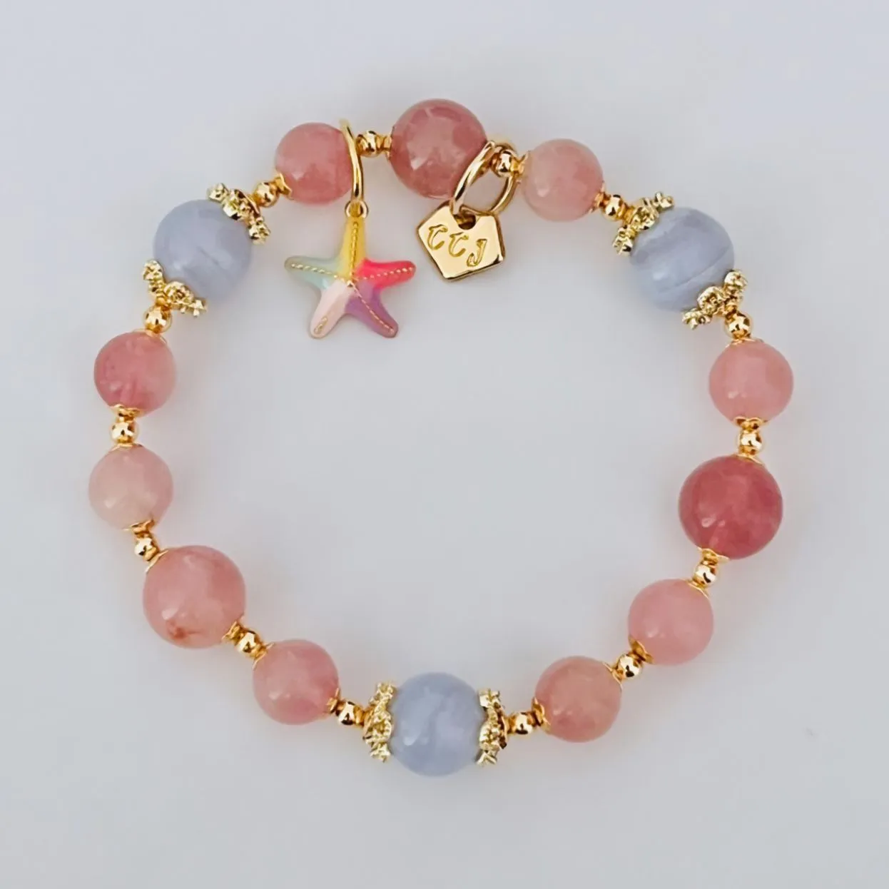 Madagascar Rose Quartz & Blue Lace Agate Bracelet