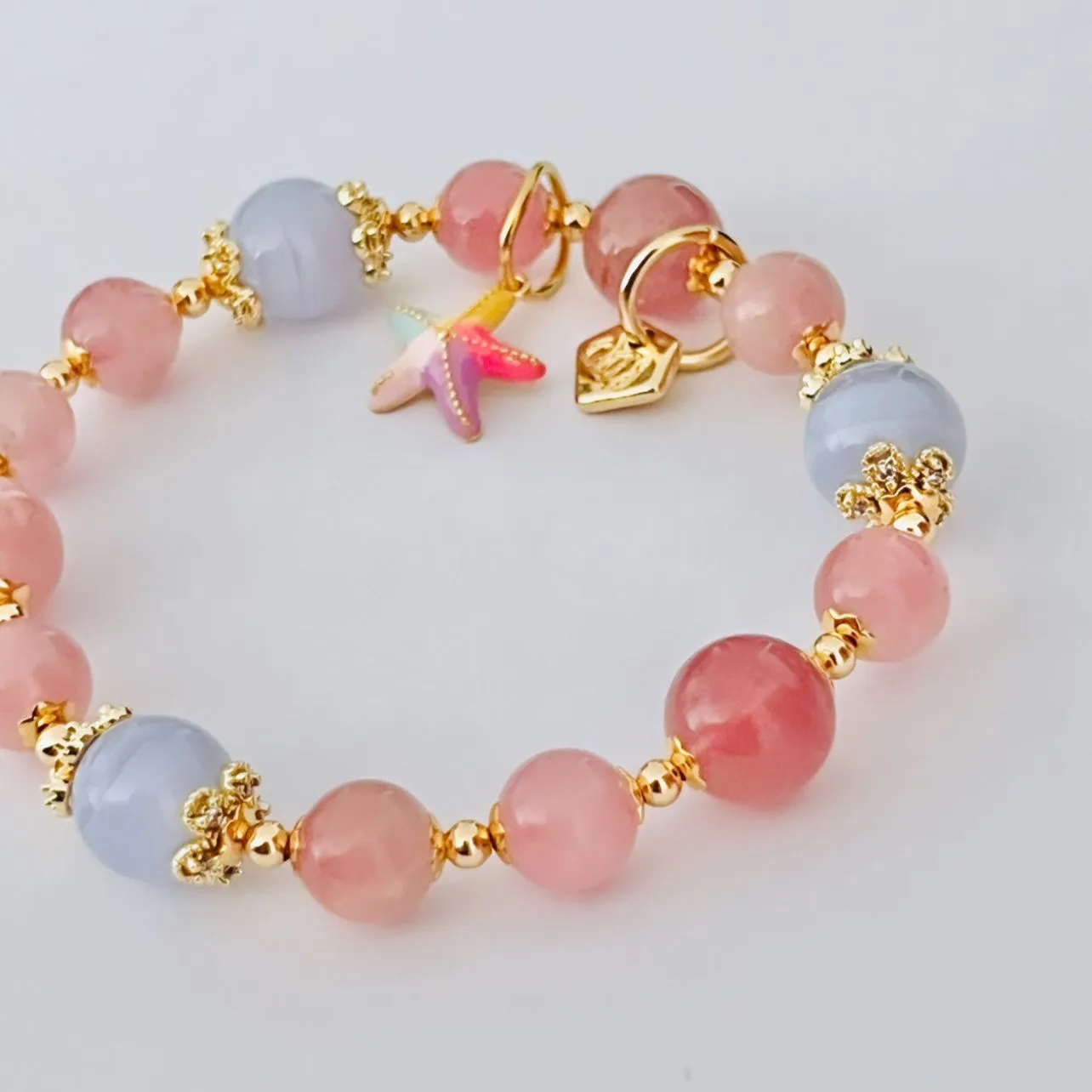 Madagascar Rose Quartz & Blue Lace Agate Bracelet