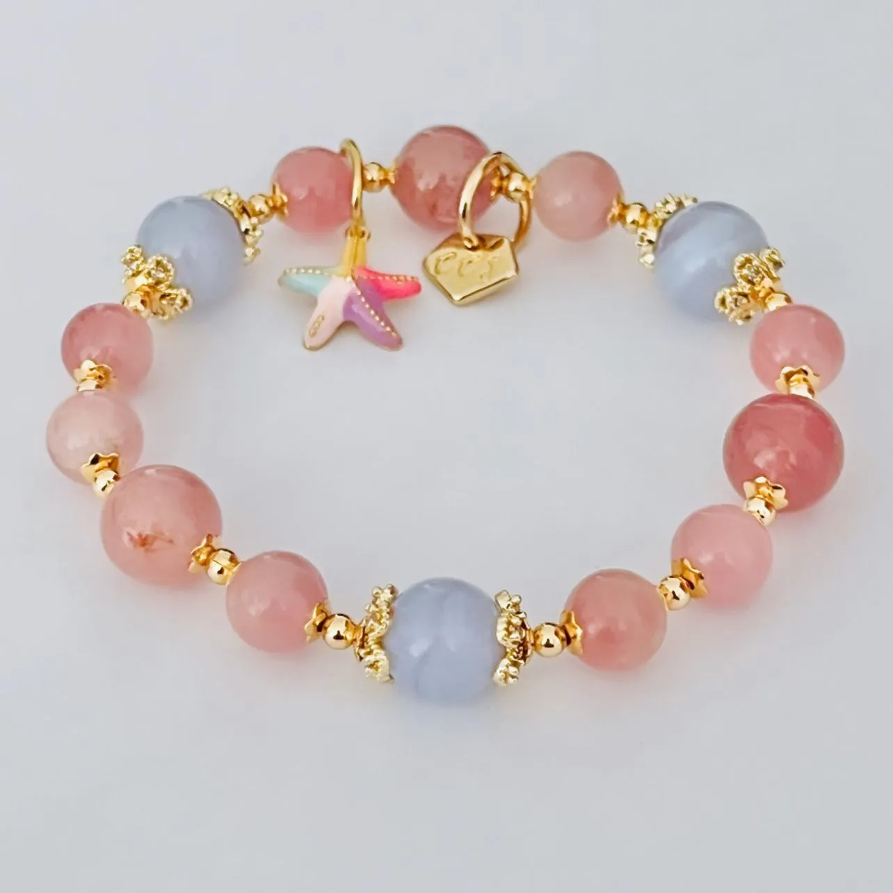 Madagascar Rose Quartz & Blue Lace Agate Bracelet