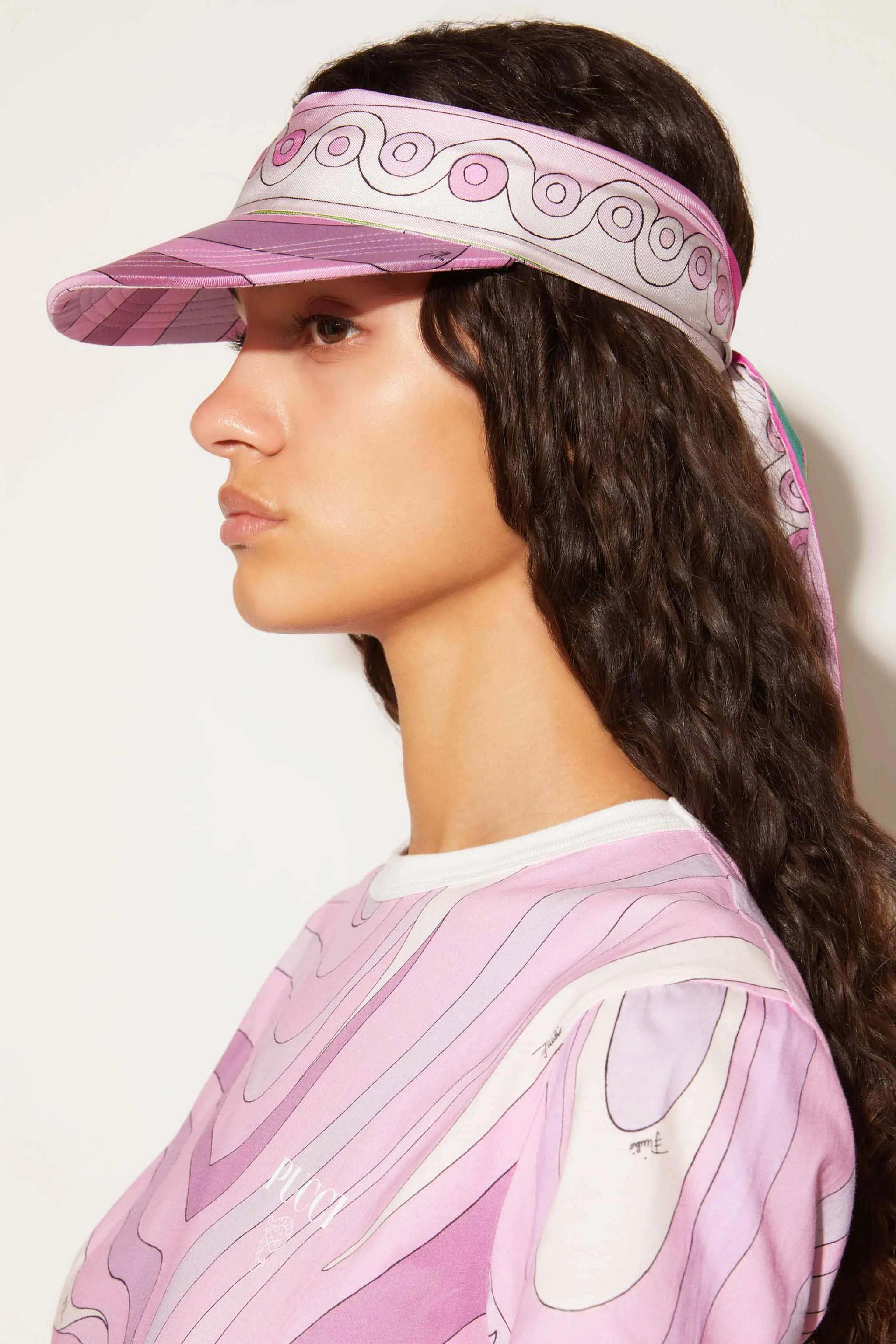 Marmo and Onde-Print Silk-Twill Visor