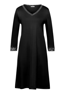 Moments Lace Trim Cotton Nightgown | Black 77162-019