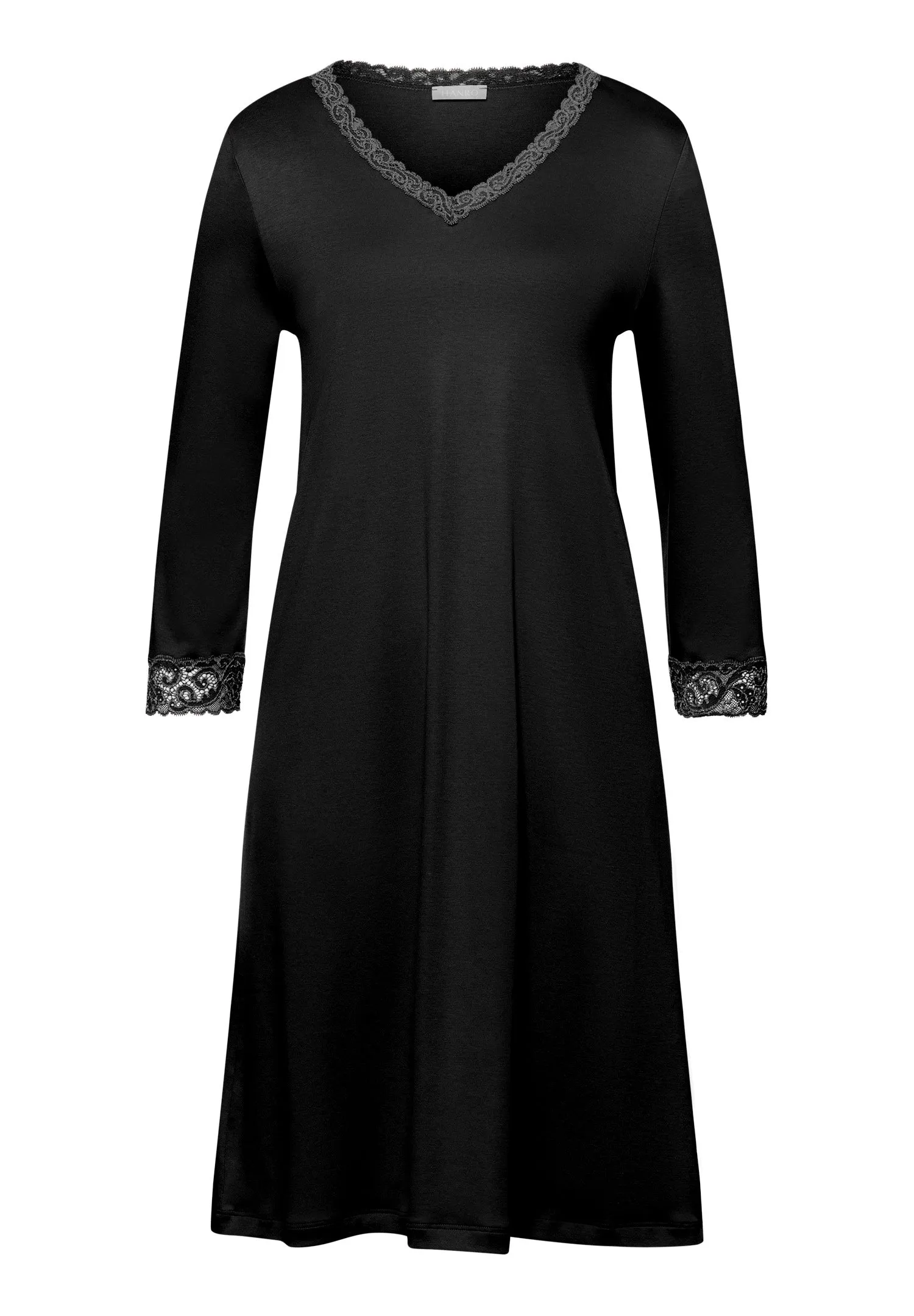 Moments Lace Trim Cotton Nightgown | Black 77162-019