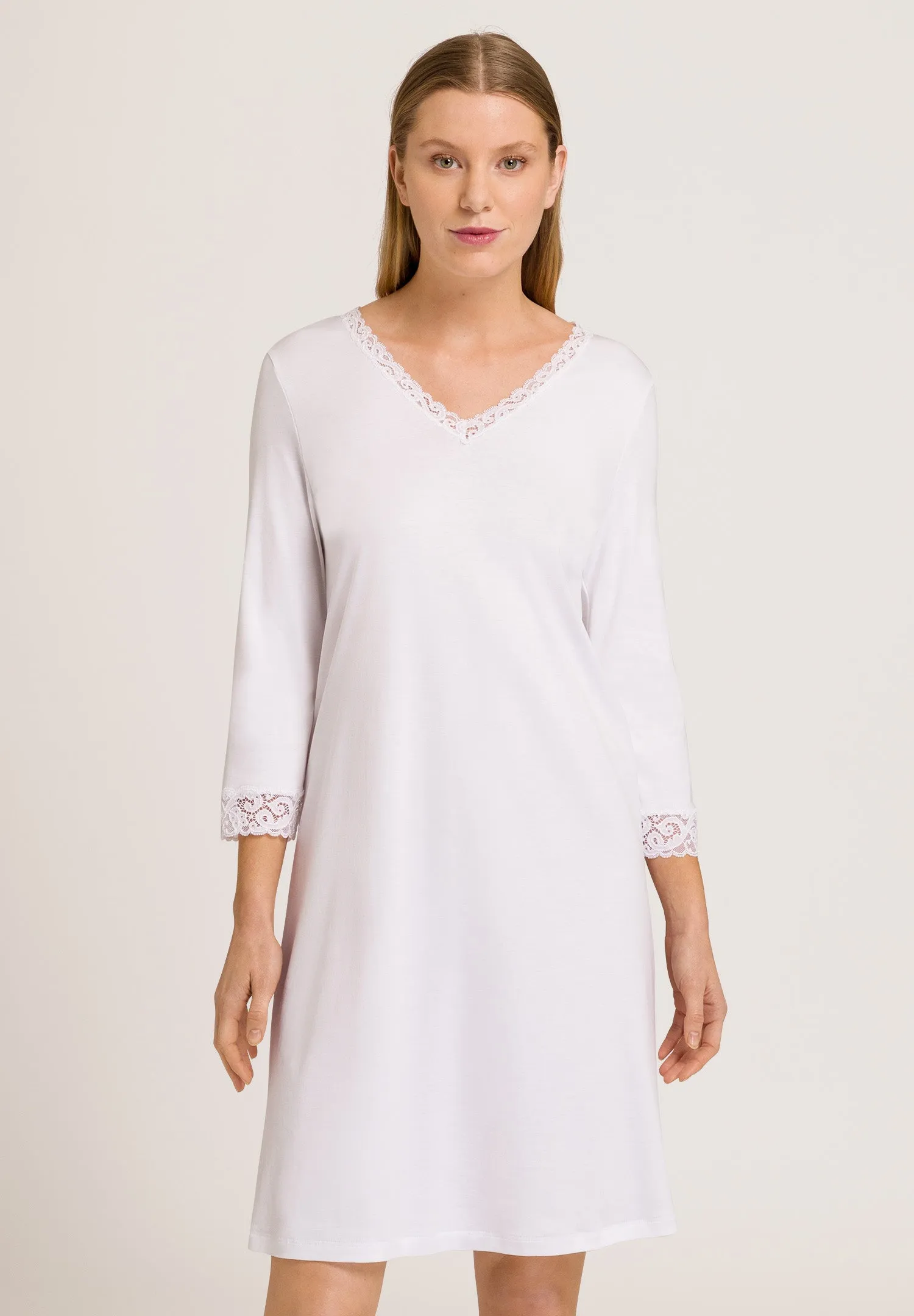 Moments Lace Trim Cotton Nightgown | White 77162-101