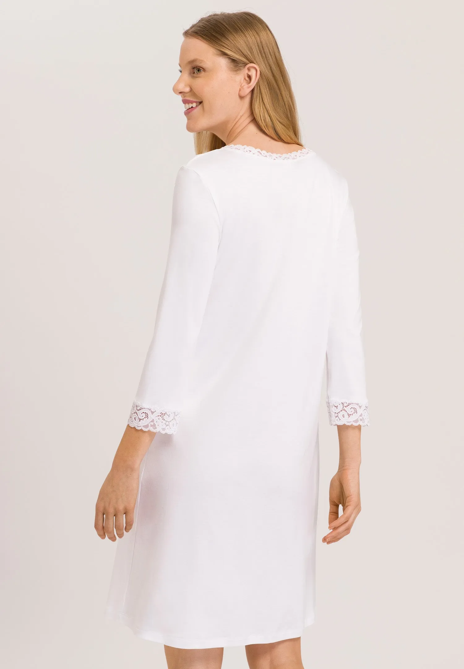 Moments Lace Trim Cotton Nightgown | White 77162-101