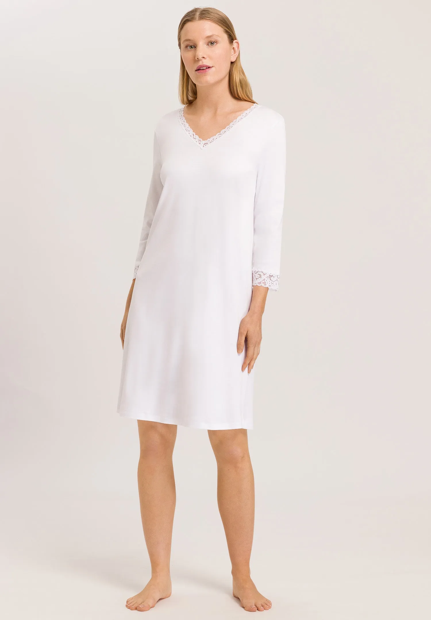 Moments Lace Trim Cotton Nightgown | White 77162-101