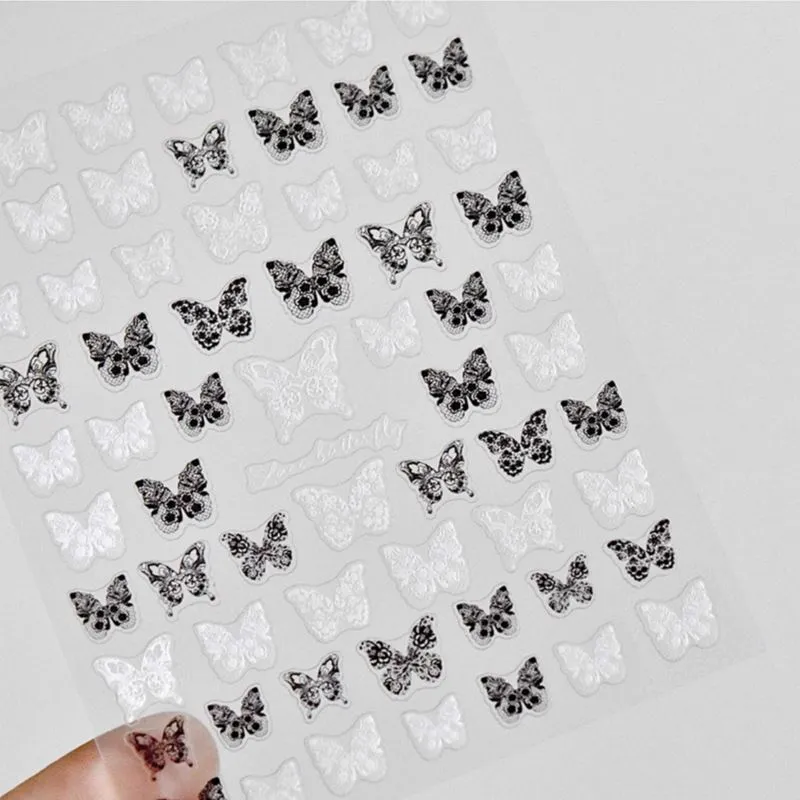 Nail Art Sticker - Lace Butterfly Design MG201111-4