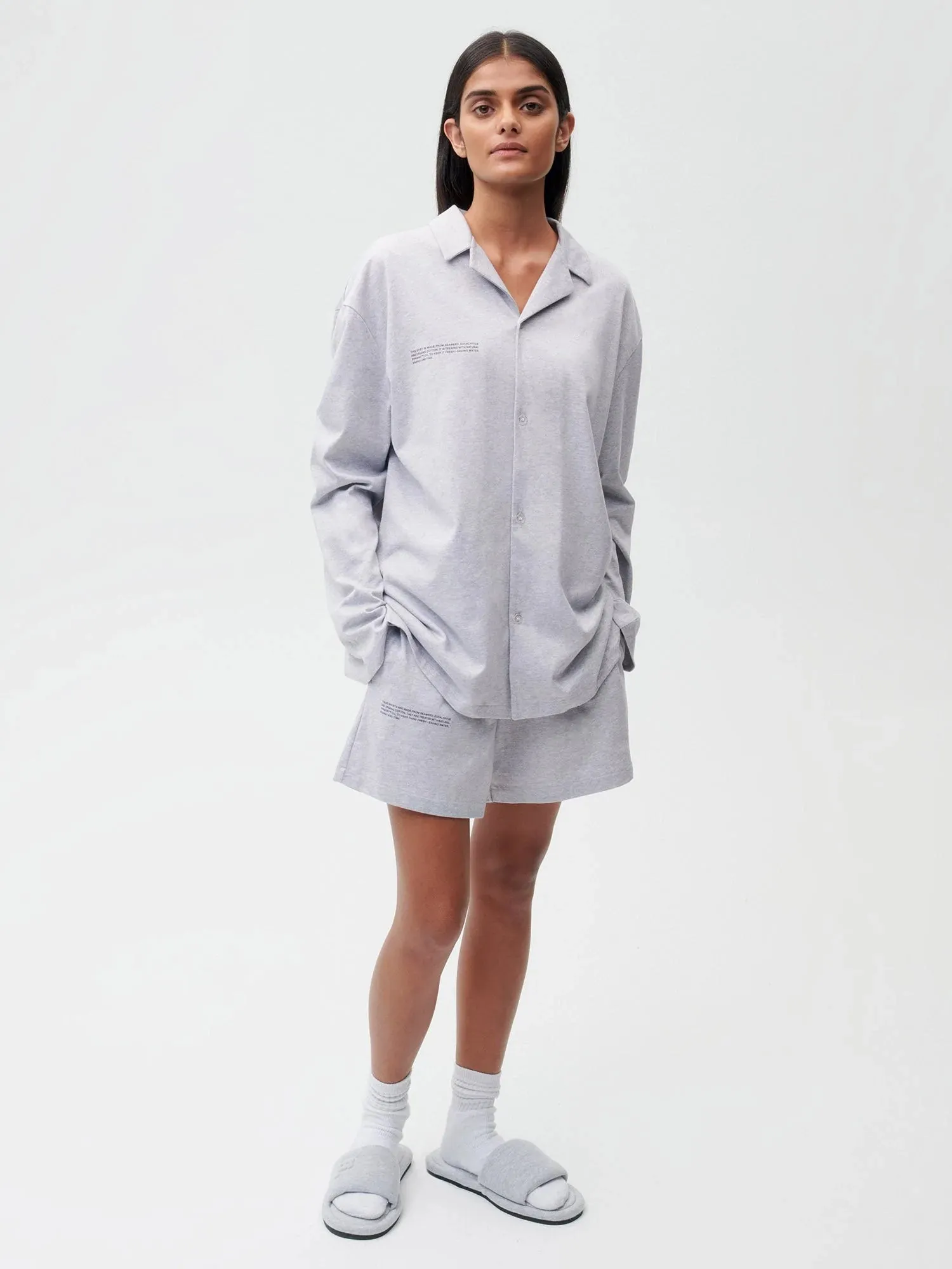 Organic Cotton Pajama Loose Shorts with C-FIBER™—grey marl