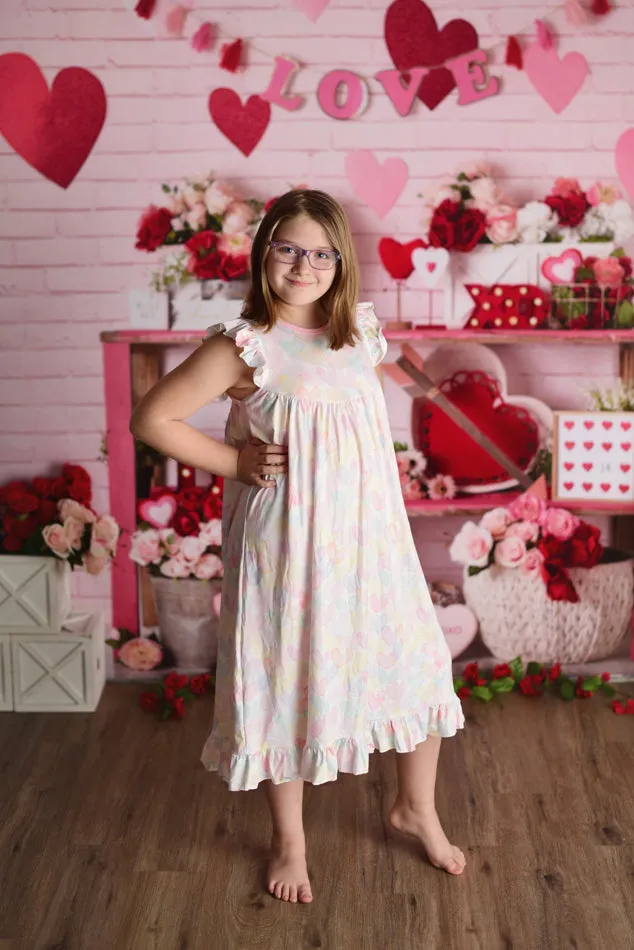 PASTEL HEART FLUTTER NIGHTGOWN