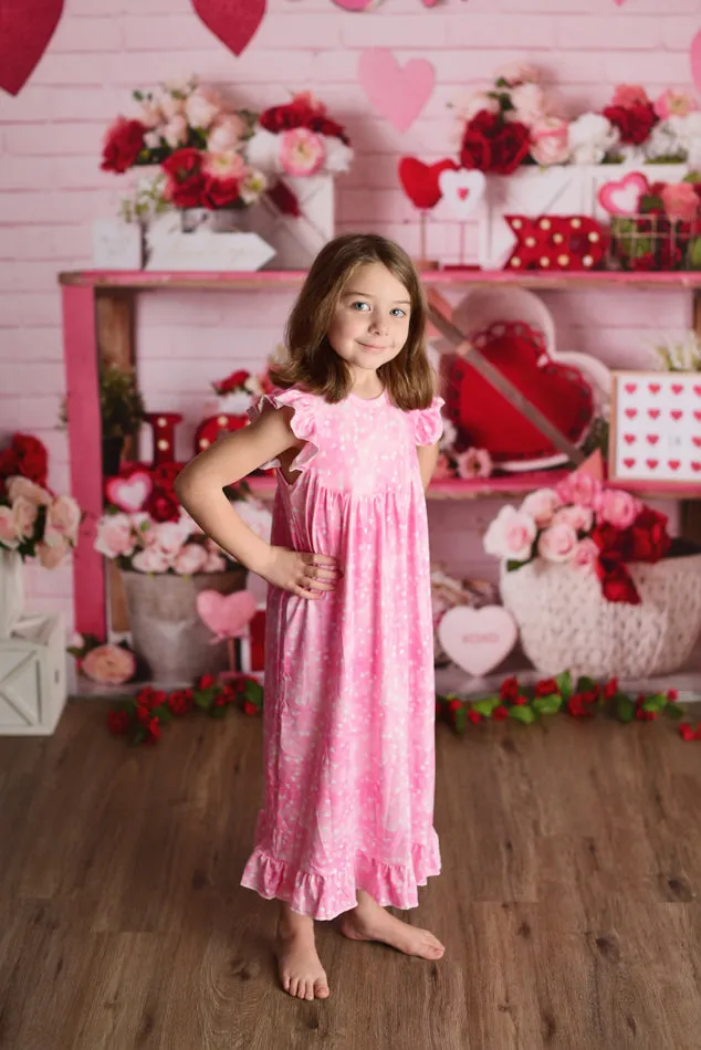 PINK WHITE HEARTS VALENTINE NIGHTGOWN