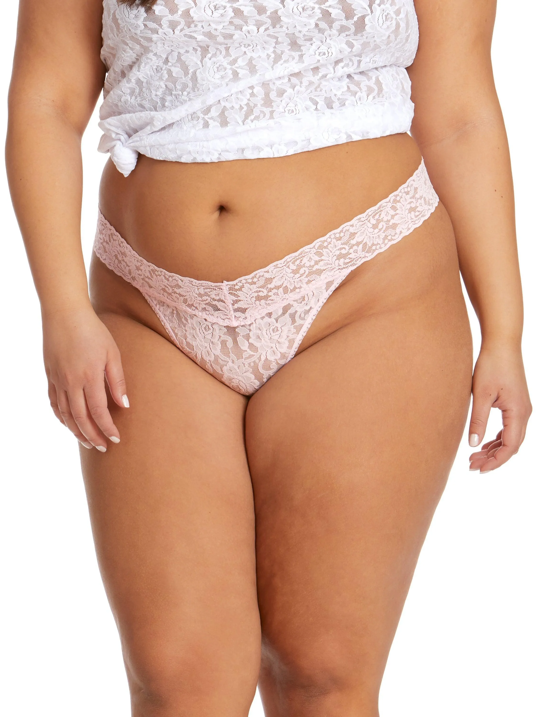 Plus Size Signature Lace Original Rise Thong Bliss Pink