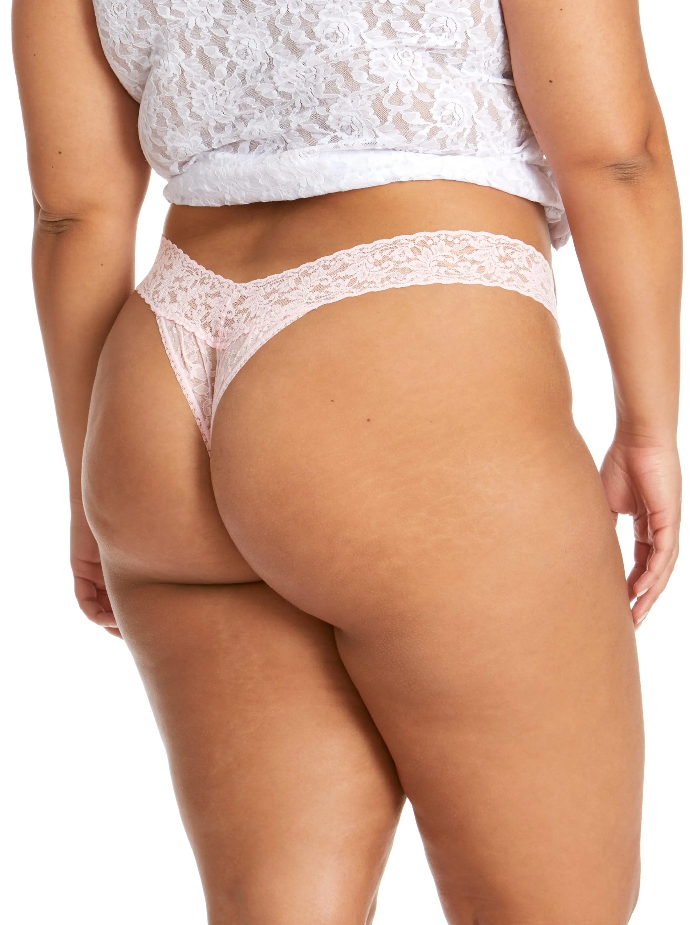 Plus Size Signature Lace Original Rise Thong Bliss Pink