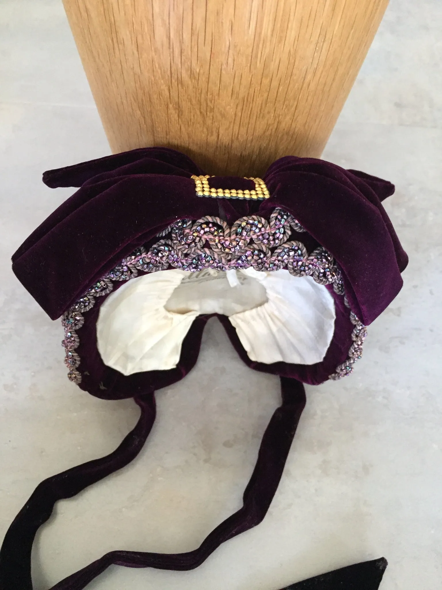 Purple Velvet Victorian Hat Bonnet