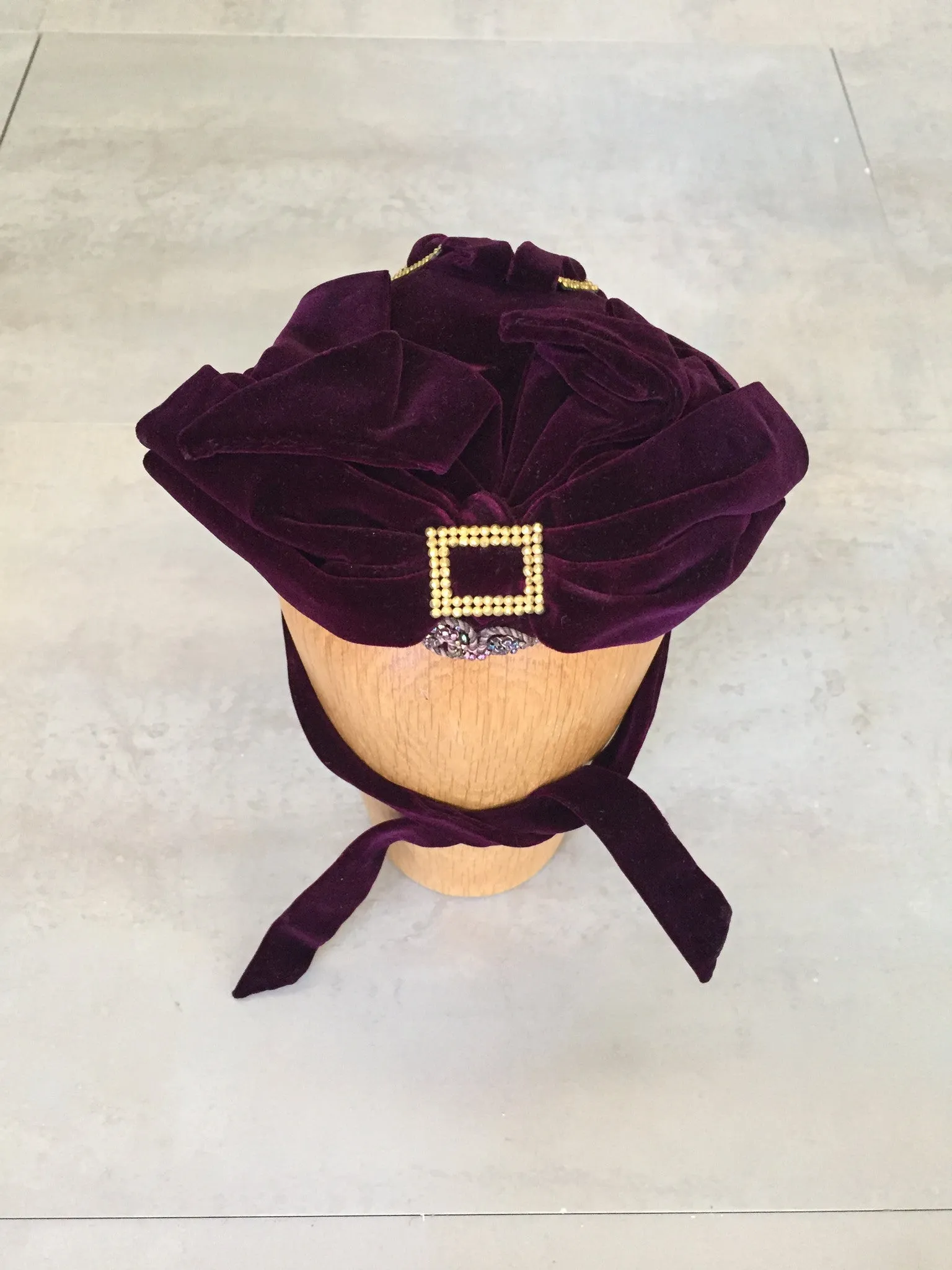 Purple Velvet Victorian Hat Bonnet