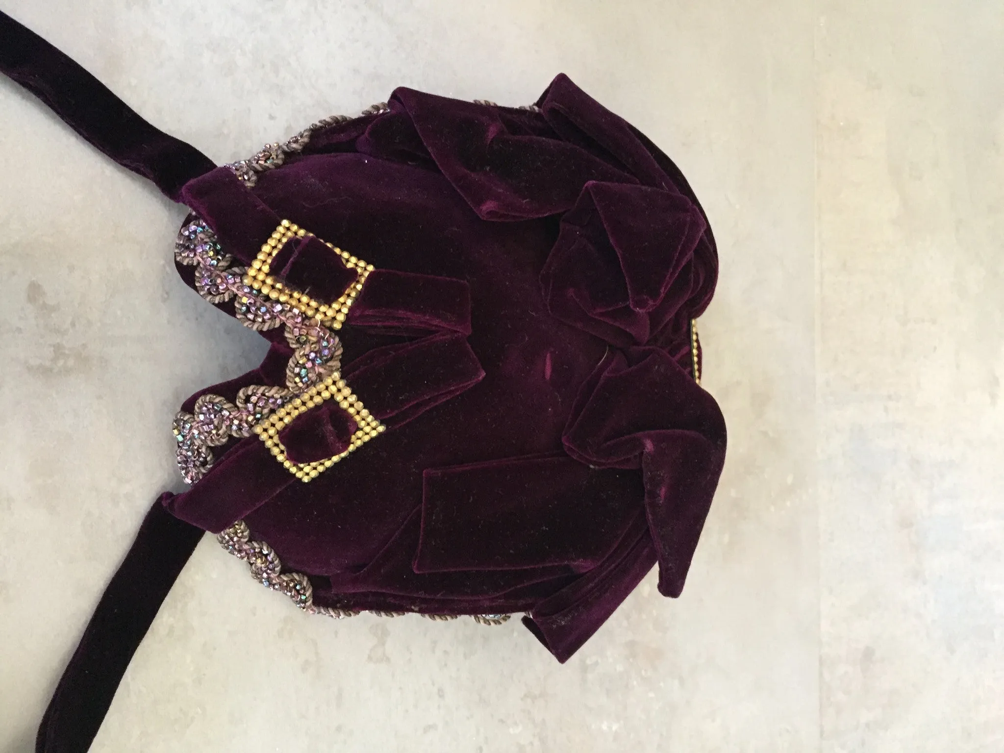 Purple Velvet Victorian Hat Bonnet