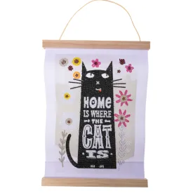 "Cat At Home" Mini Crystal Art Scroll Kit