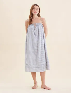 Sabine Seersucker Stripe Maxi Nightgown