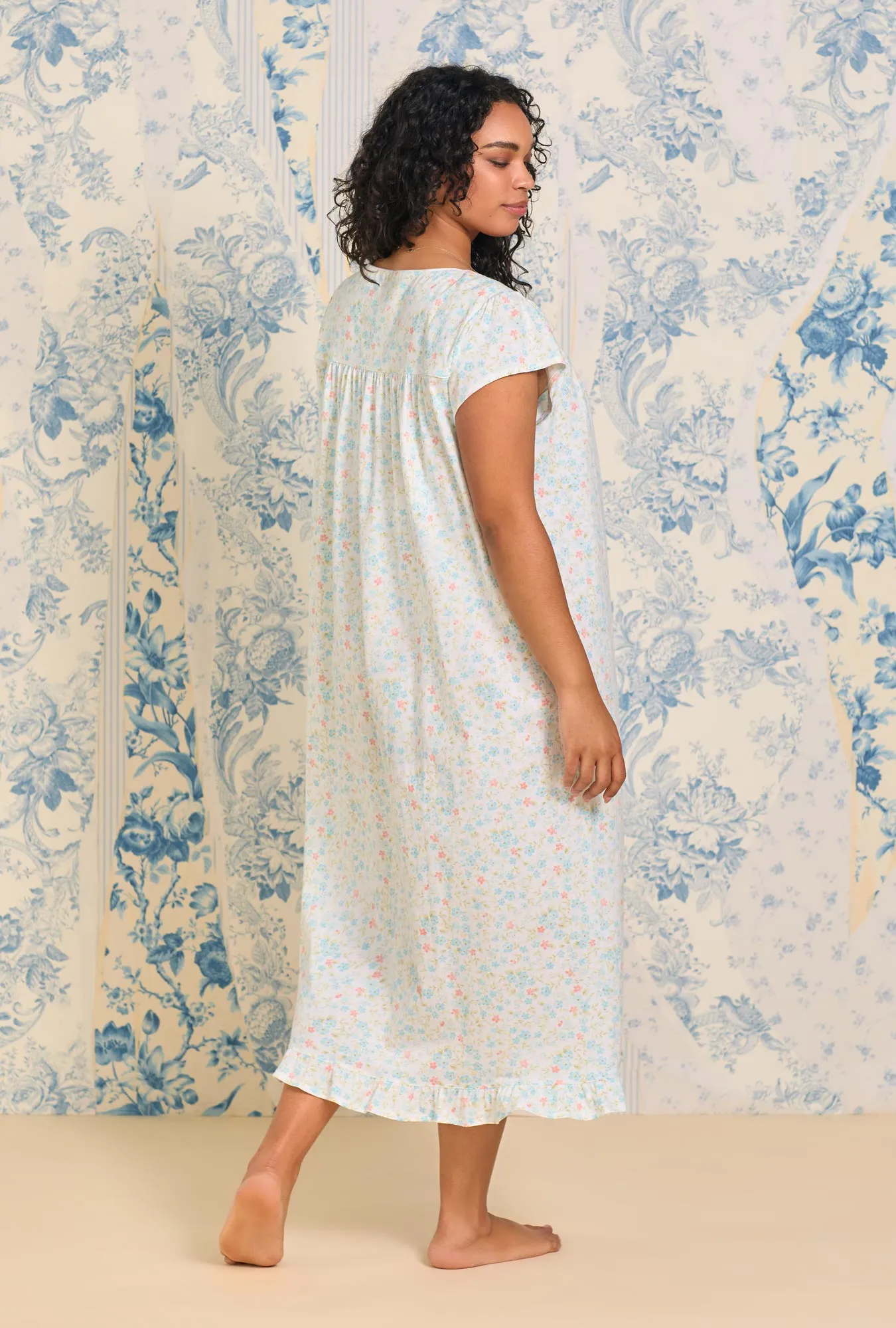 Summer Garden Cotton Knit Nightgown