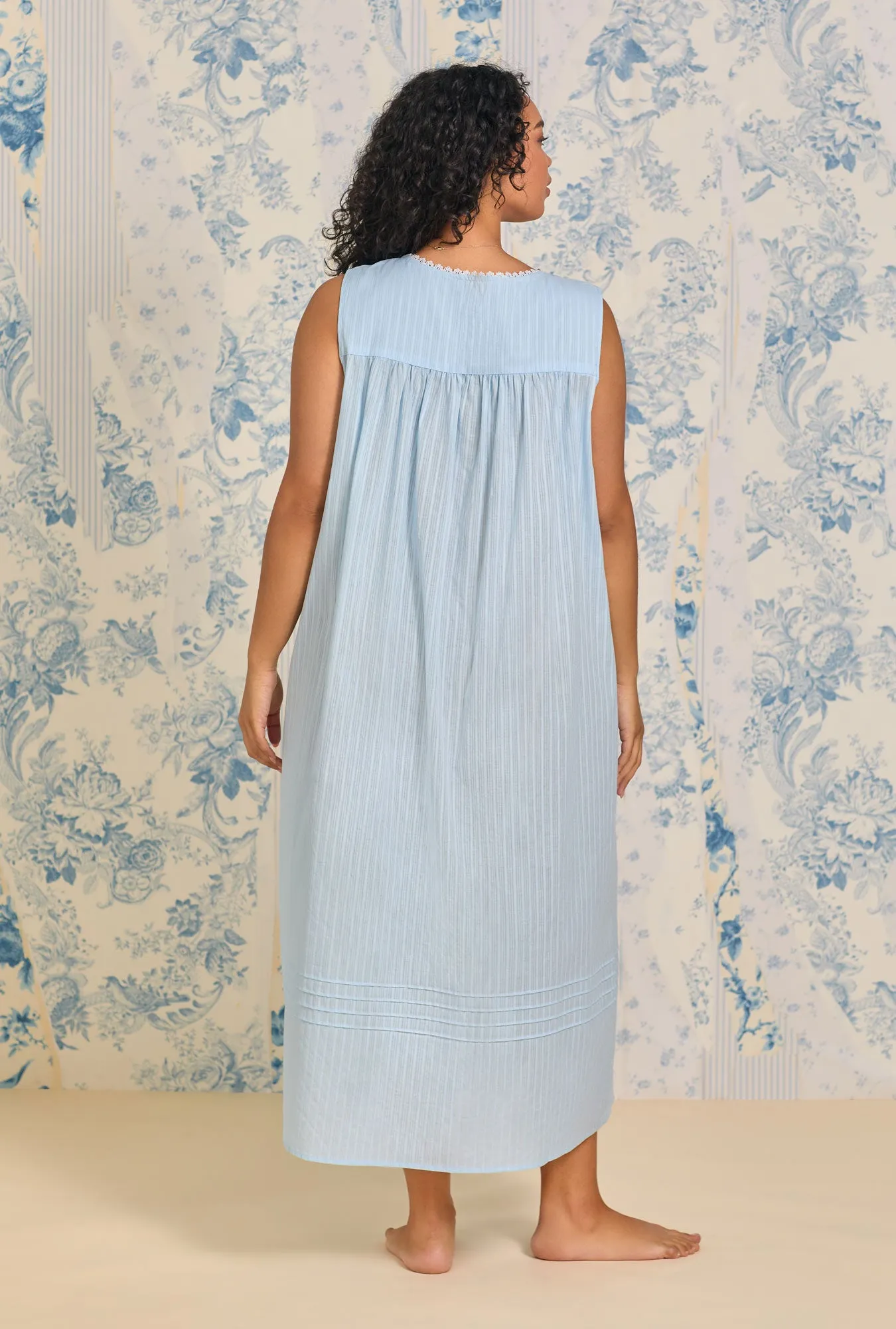 The "Eileen" Dobby Stripe Blue Gown