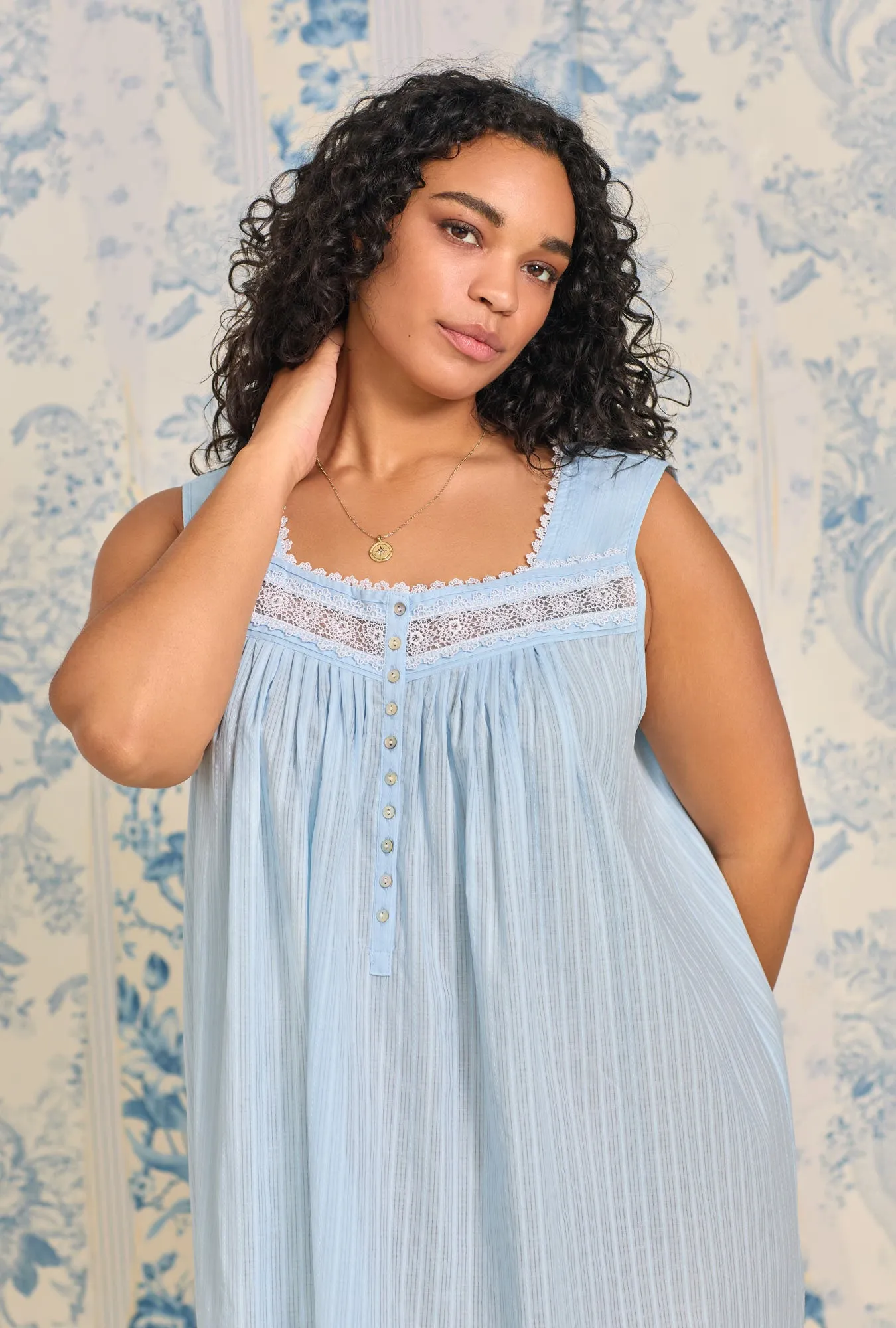 The "Eileen" Dobby Stripe Blue Gown