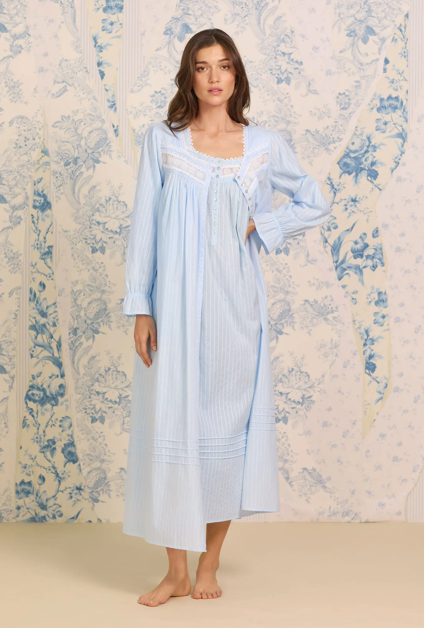 The "Eileen" Dobby Stripe Blue Gown