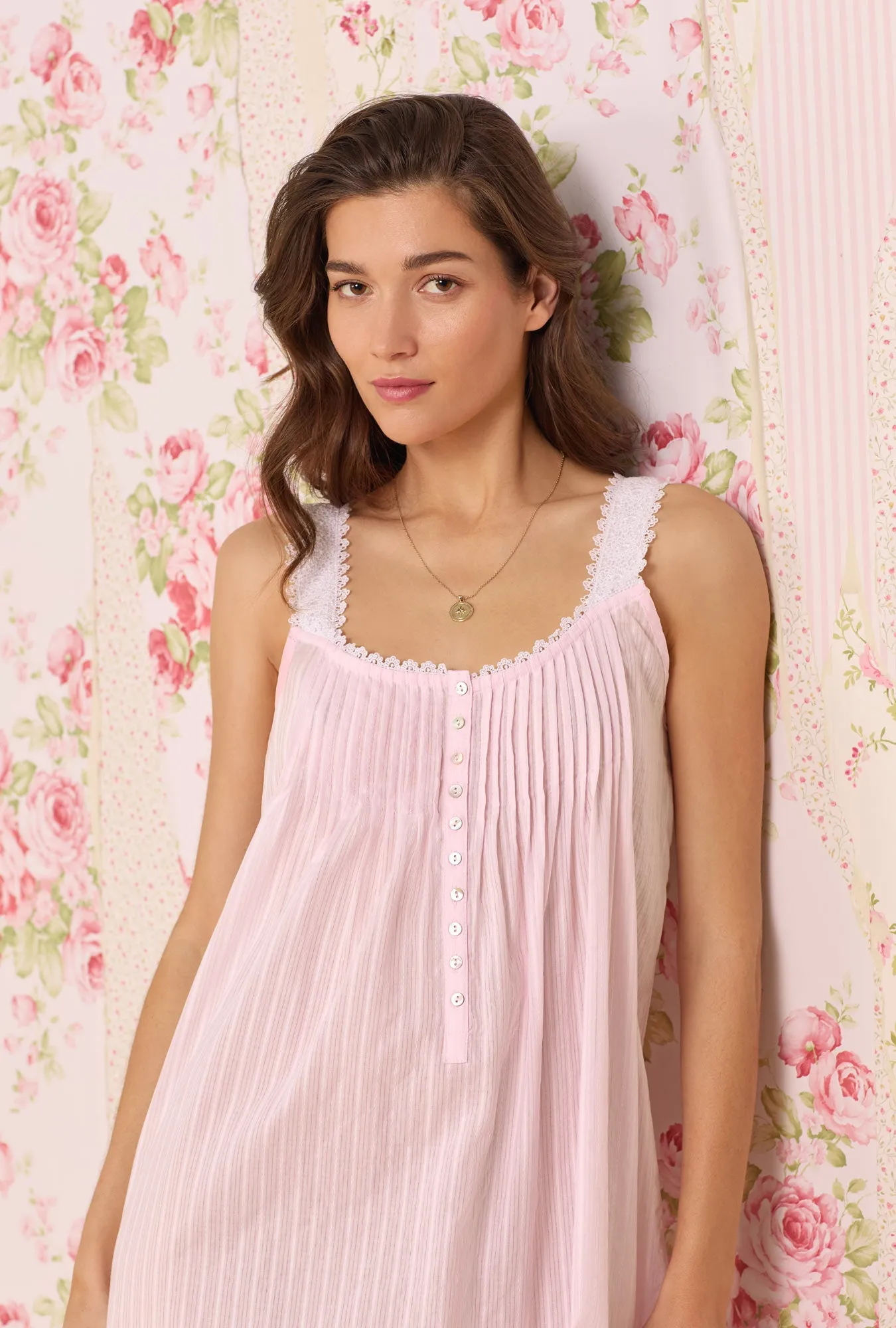 The "Eileen" Dobby Stripe Rose Gown