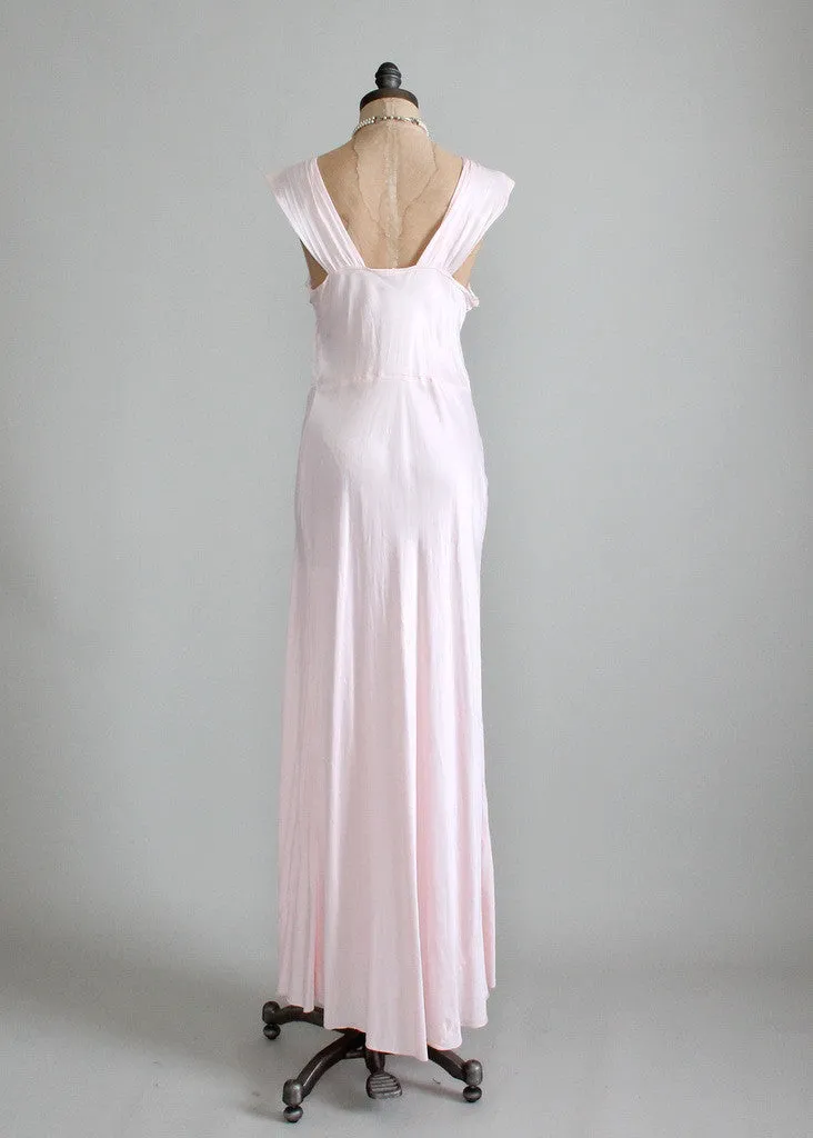 Vintage 1940s Pink Rayon and Lace Nightgown