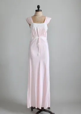 Vintage 1940s Pink Rayon and Lace Nightgown