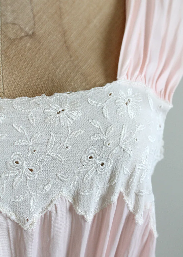 Vintage 1940s Pink Rayon and Lace Nightgown