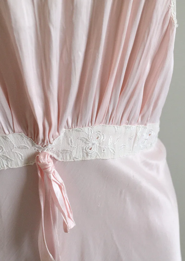 Vintage 1940s Pink Rayon and Lace Nightgown