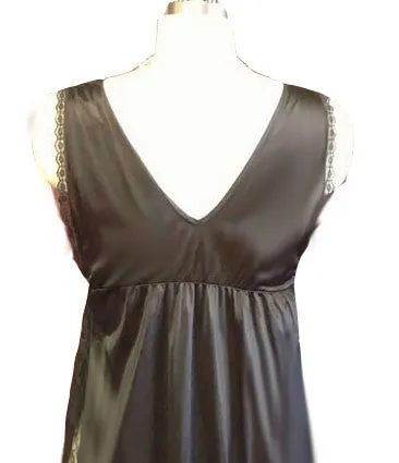 *VINTAGE 60s / '70s MISS ELAINE DOUBLE NYLON BLACK PEIGNOIR & NIGHTGOWN