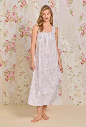 Vintage Floral Stripe "Eileen" Cotton Nightgown