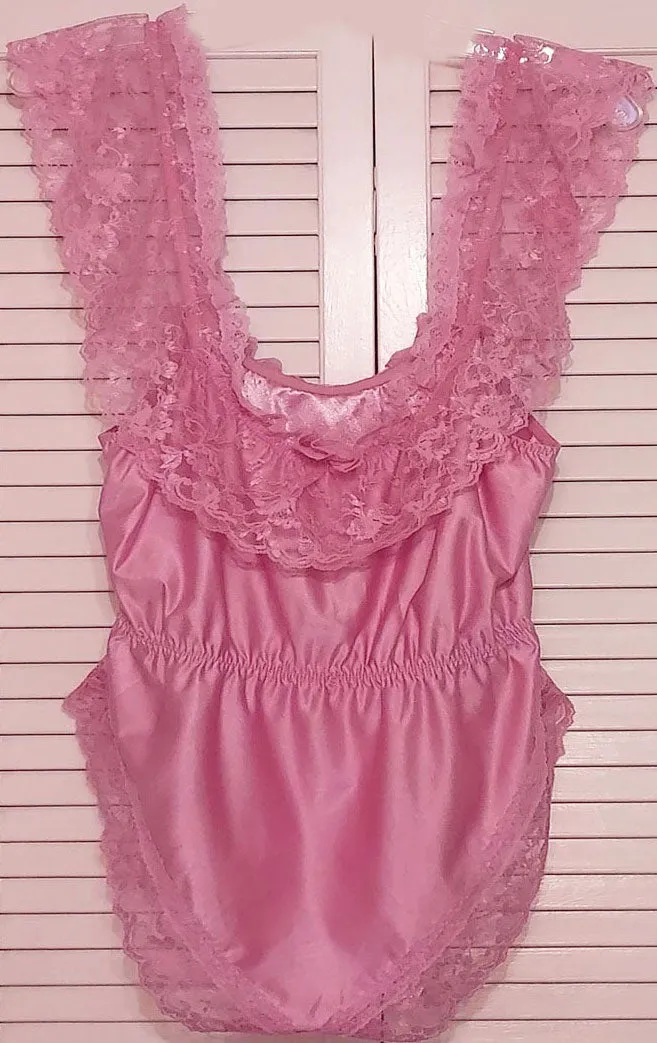 *VINTAGE LADY MARLENE TEDDY IN SUMMER ROSE TEDDIE NIGHTGOWN - SIZE LARGE