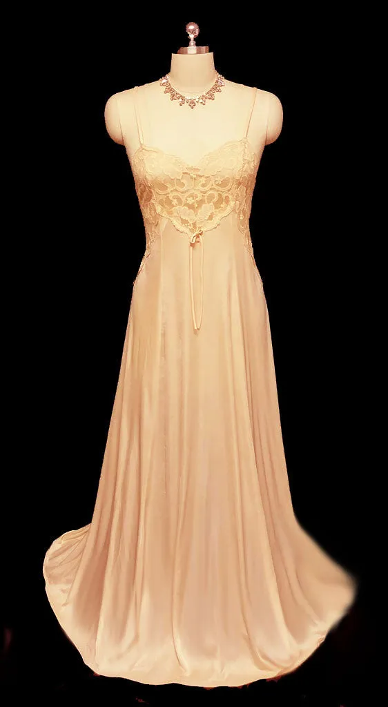 *VINTAGE PETRA LACE BODICE NIGHTGOWN WITH A BEAUTIFUL CRISS-CROSS BACK NIGHTGOWN IN GOLD RUSH - LARGE