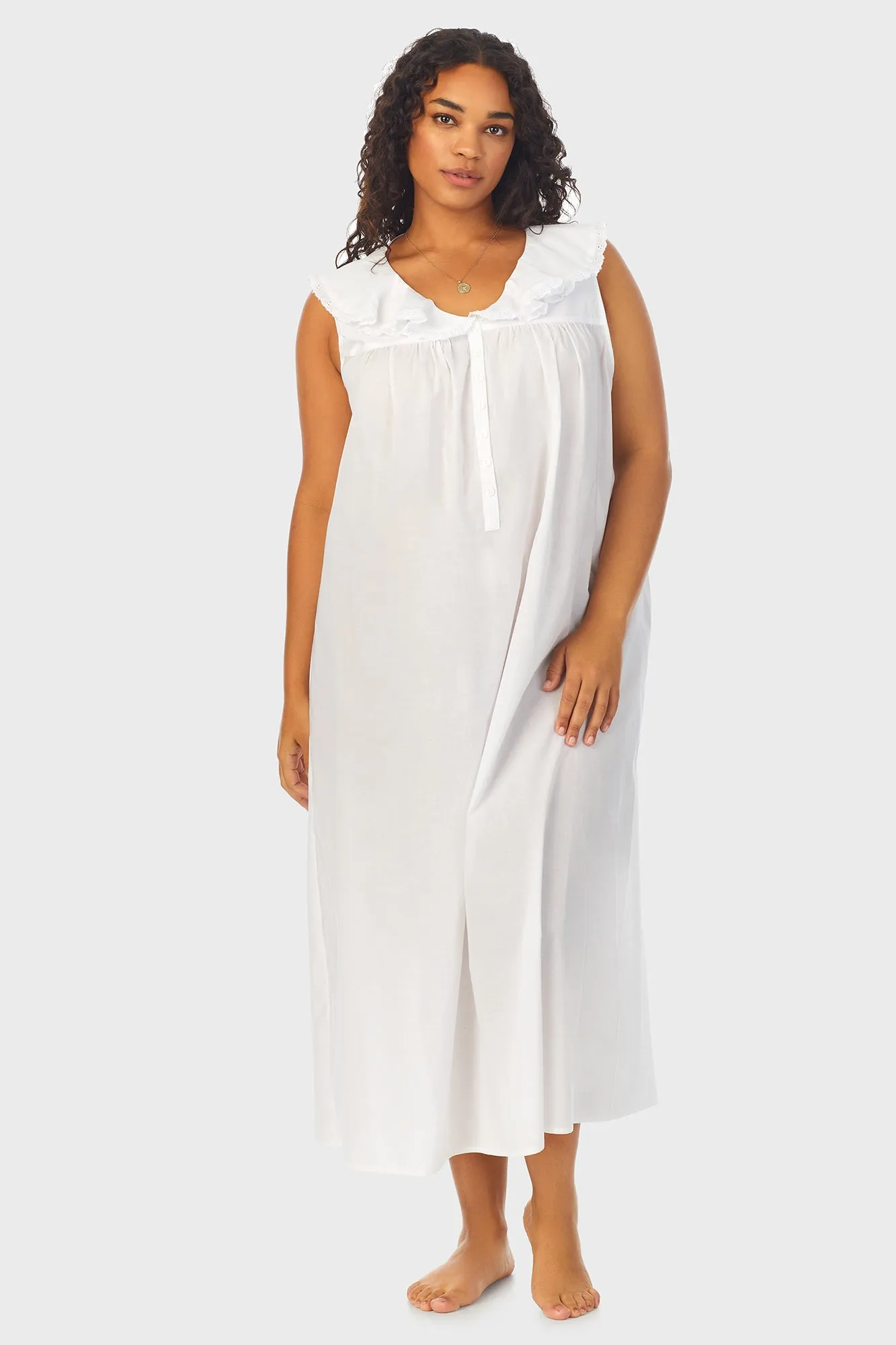 White Cotton Dream Long Nightgown Plus